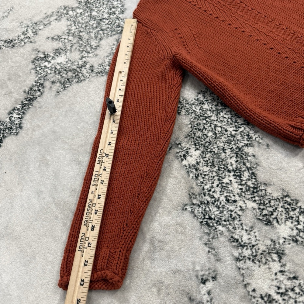 Poetry Womens 8 Chunky 100% Cotton Knit Sweater Rust Orange Long Sleeve Pullover - Picture 3 of 12
